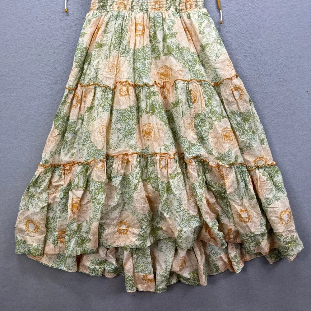 Free People Extratropical Maxi Dress Women M Ivory Combo Floral Smocked Boho NWT